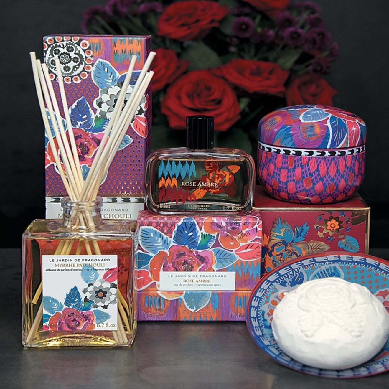 Fragonard Rose Ambre Perfumed Soap & Soap Dish
