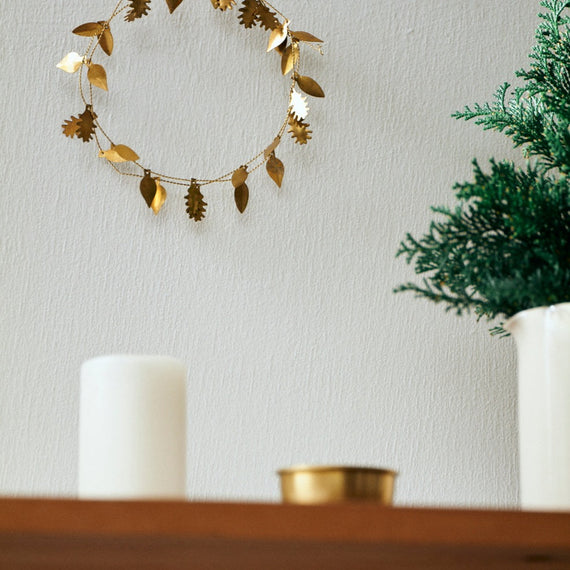 Fog Linen Work Brass Leaf Garland