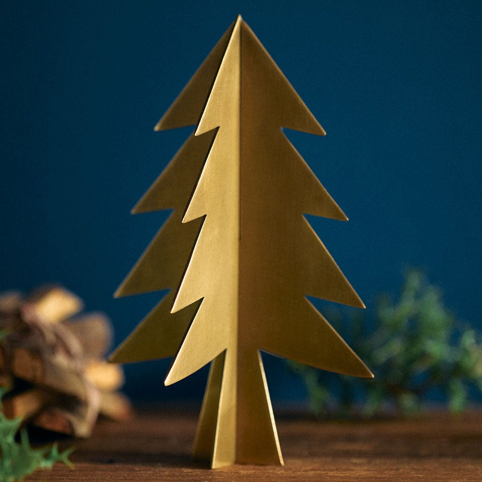 Fog Linen Work Brass Christmas Tree: Medium