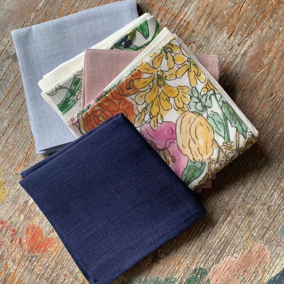 Fog Linen Work Linen Handkerchief Blue Indigo