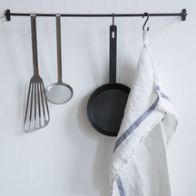 Fog Linen Work Thick Linen Tea Towel: White Navy Stripe