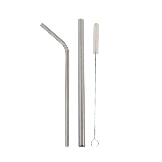 Redecker Steel Straw Duo + Cleaning Brush in Cotton Bag