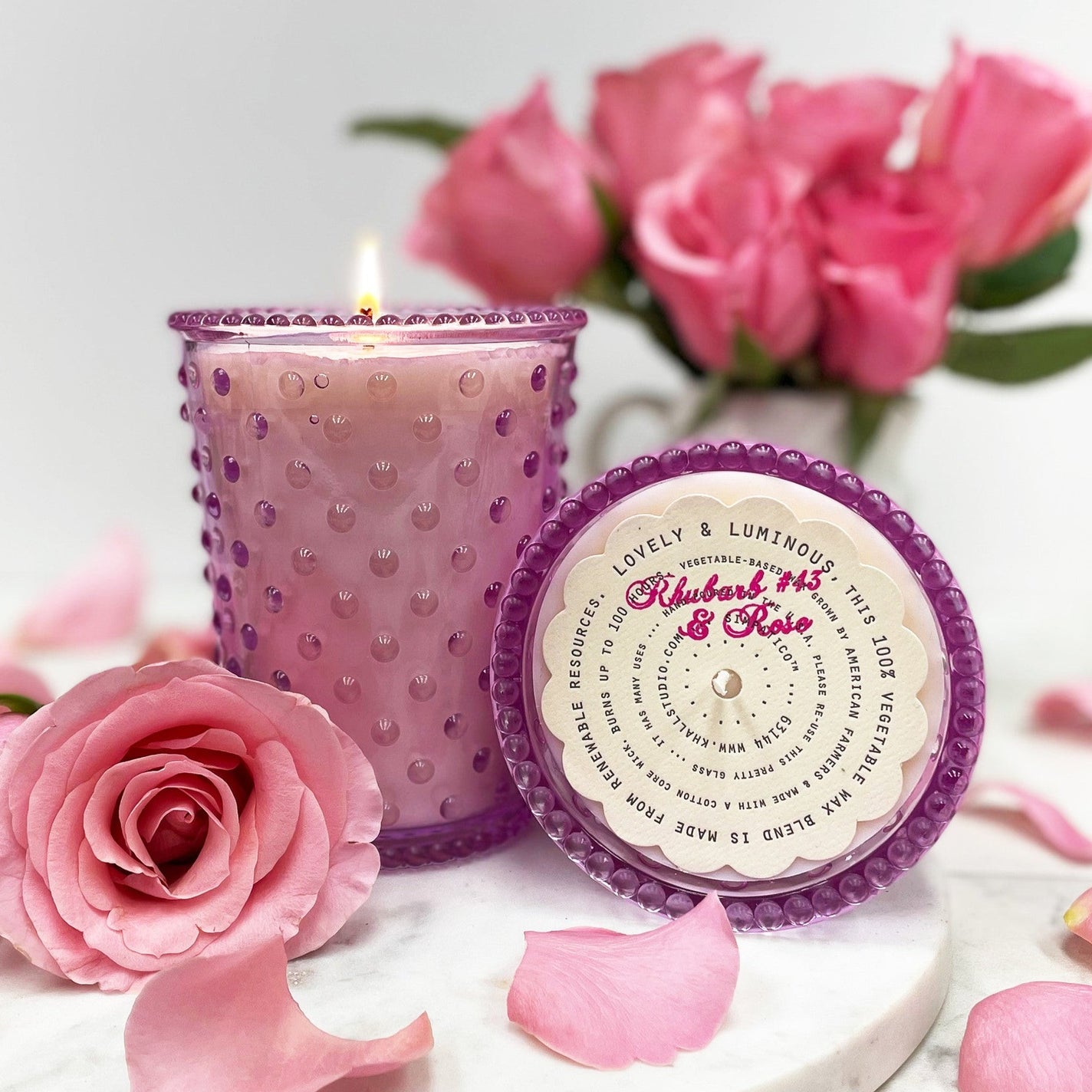 Simpatico Rhubarb & Rose Hobnail 100hr Candle