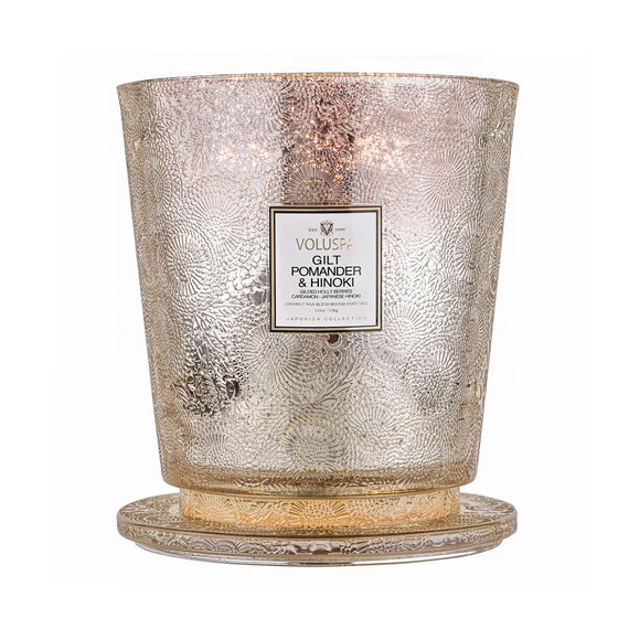 VOLUSPA Gilt Pomander & Hinoki 250hr Hearth Candle