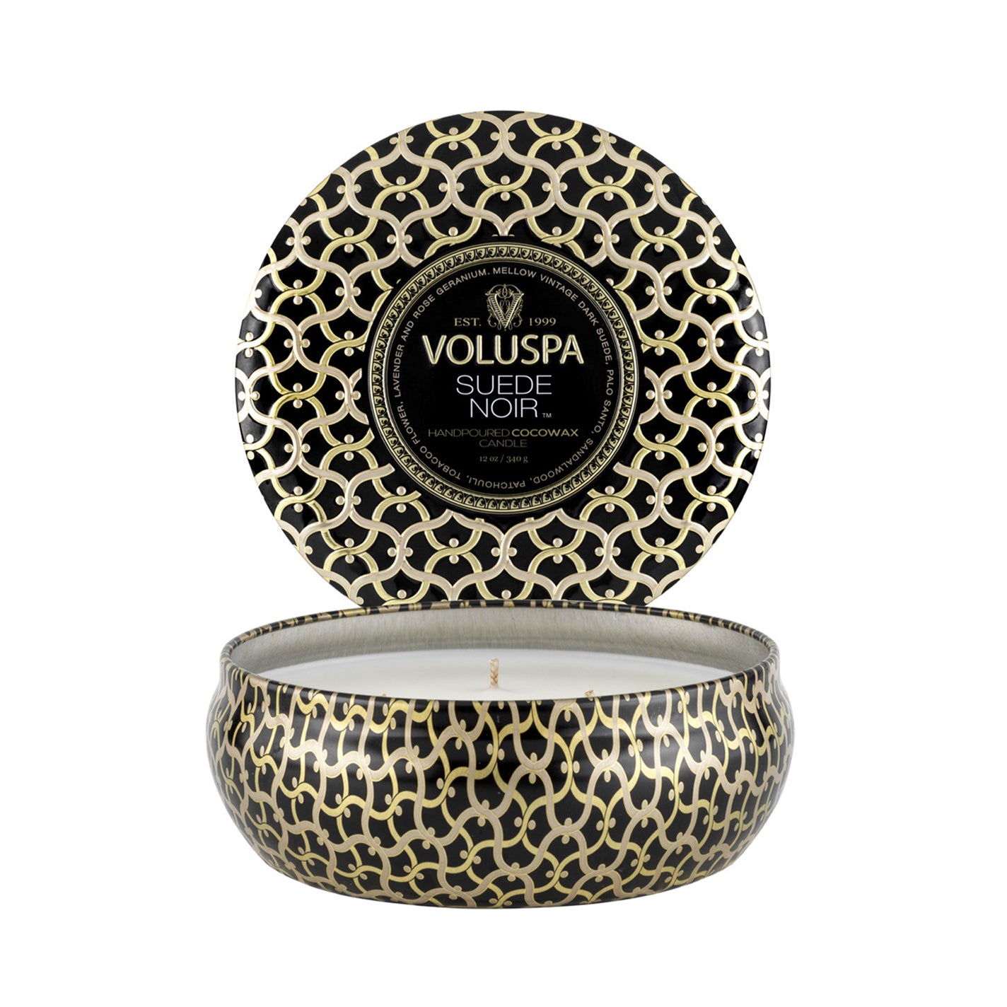 VOLUSPA Suede Noir 3 Wick Candle - FEW REMAIN!