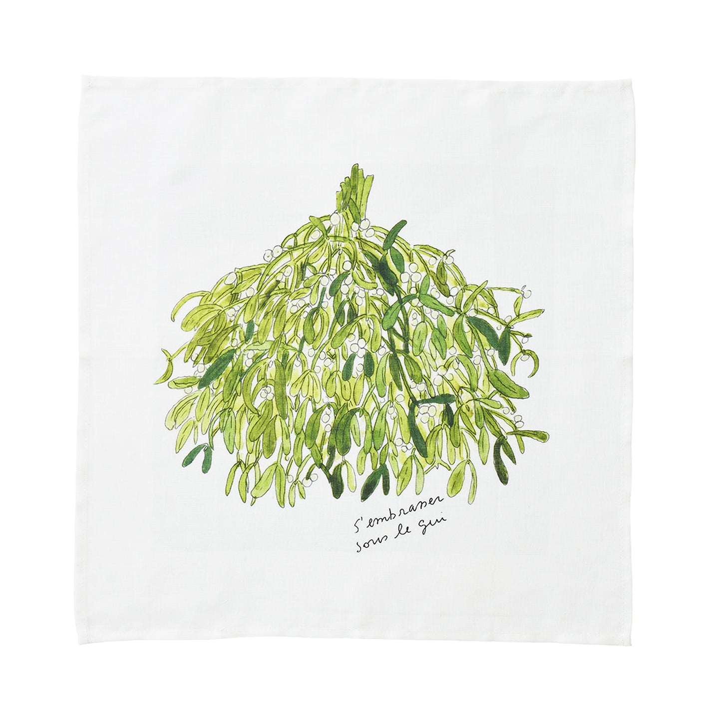 Fog Linen Work Isabelle Boinot Handkerchief: Mistletoe