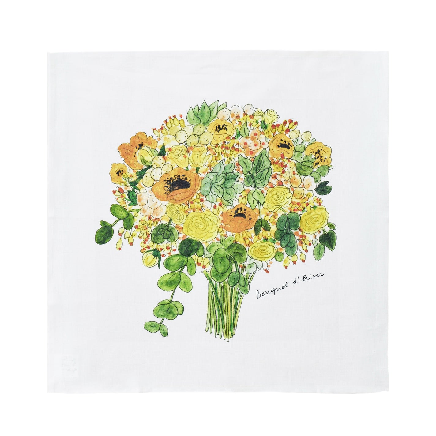 Fog Linen Work Isabelle Boinot Handkerchief: Seasonal Flowers