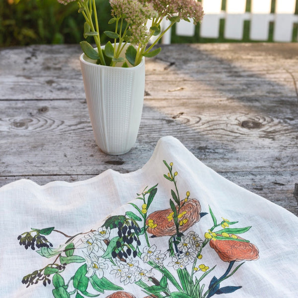 Fog Linen Work Isabelle Boinot Handkerchief: Spring Flowers