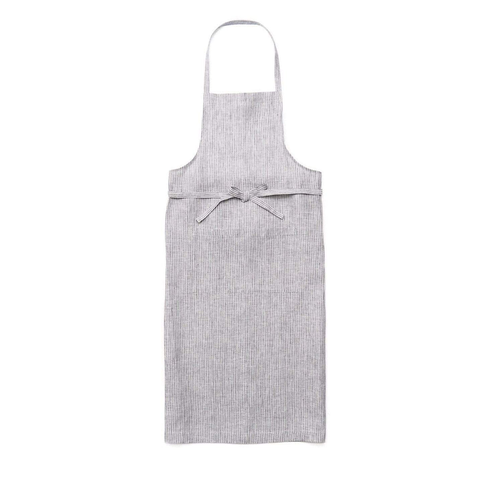 Fog Linen Work Linen Full Apron: Grey White Stripe