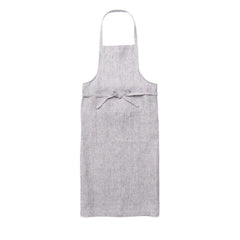 Fog Linen Work Linen Full Apron: Grey White Stripe