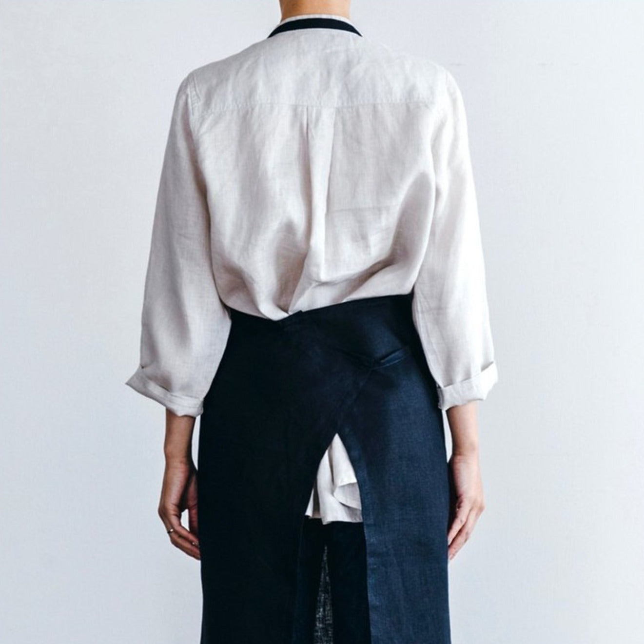 Fog Linen Work Linen Full Apron: Navy