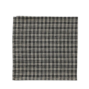 Fog Linen Work Linen Napkin: Black Natural Check