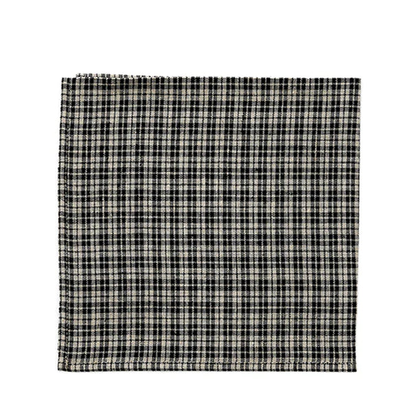 Fog Linen Work Linen Napkin: Black Natural Check