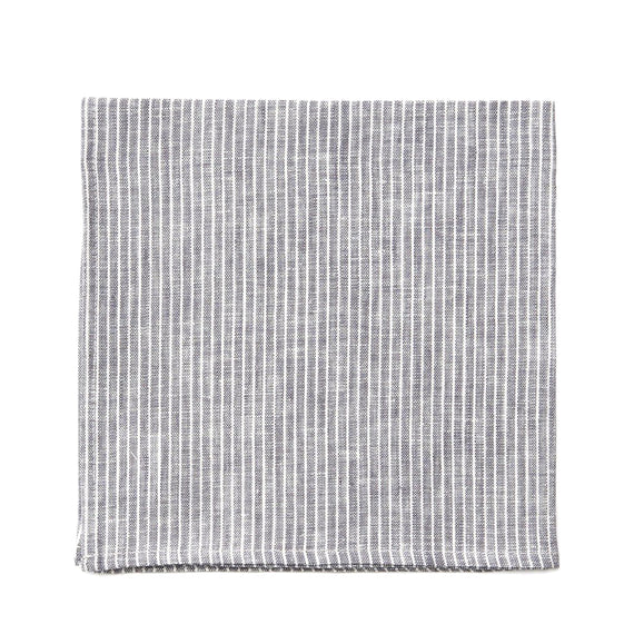 Fog Linen Work Linen Napkin: Grey White Stripe