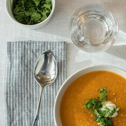 Fog Linen Work Linen Napkin: Grey White Stripe