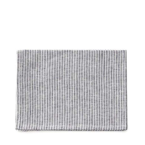 Fog Linen Work Linen Tea Towel: Grey White Stripe