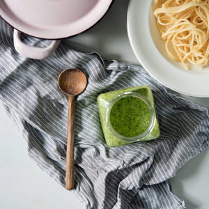 Fog Linen Work Linen Tea Towel: Grey White Stripe