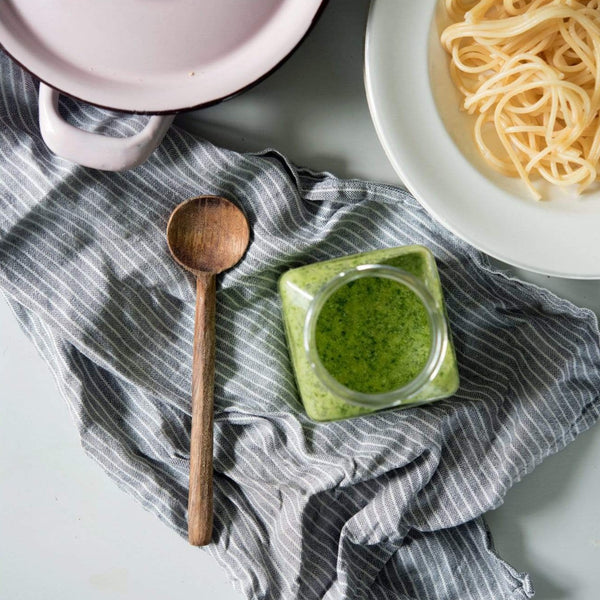 Fog Linen Work Linen Tea Towel: Grey White Stripe
