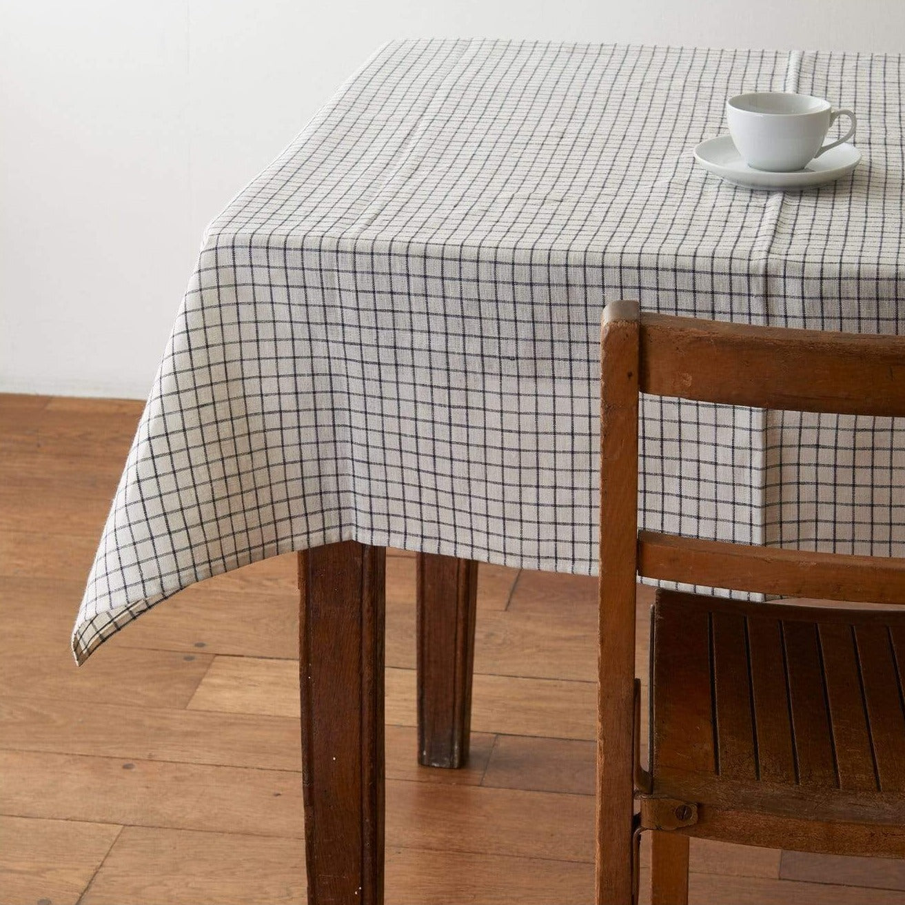 Fog Linen Work Table Cloth - Cream + Black Fine Check