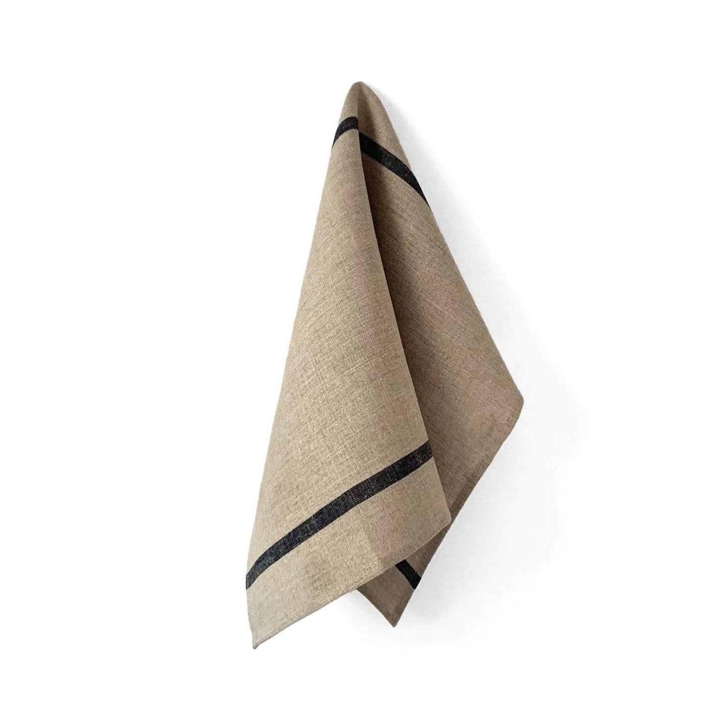Fog Linen Work Tea Towel - Ecru with Navy Stripe