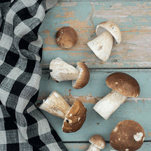 Fog Linen Work Thick Linen Tea Towel: Black Natural Check