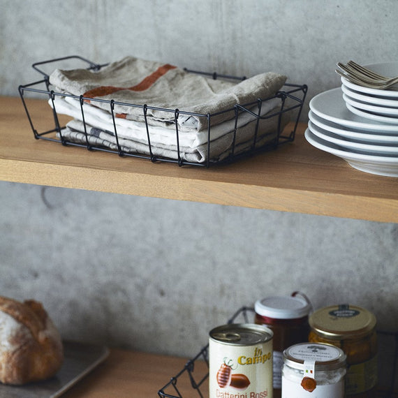 Fog Linen Work Thick Linen Tea Towel: Natural Red Stripe