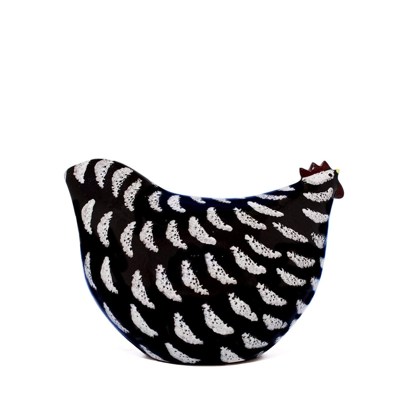 Les Ceramiques de Lussan Noir Moucheté Blanc Hen - 12.5cm