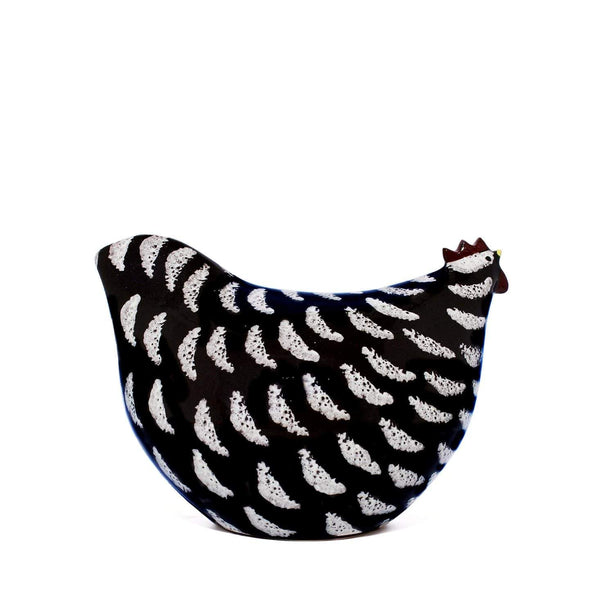 Les Ceramiques de Lussan Noir Moucheté Blanc Hen - 12.5cm