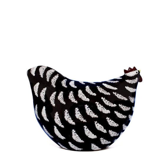 Les Ceramiques de Lussan Noir Moucheté Blanc Hen - 12.5cm