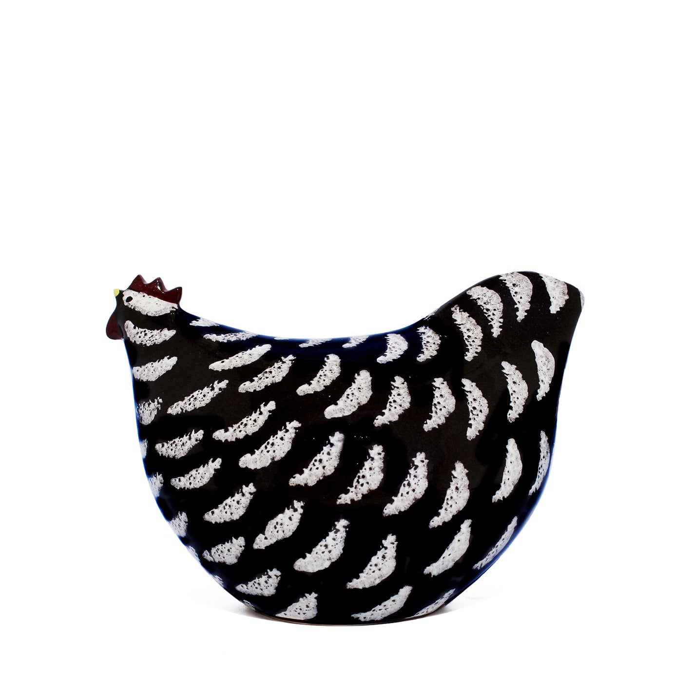 Les Ceramiques de Lussan Noir Moucheté Blanc Hen - 12.5cm