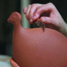 Les Ceramiques de Lussan Pintade (Guinea Fowl) Large - Green