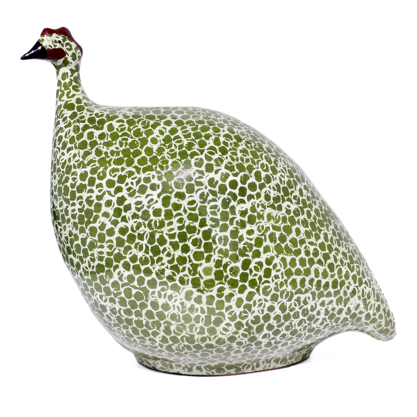 Les Ceramiques de Lussan Pintade (Guinea Fowl) Large - Green