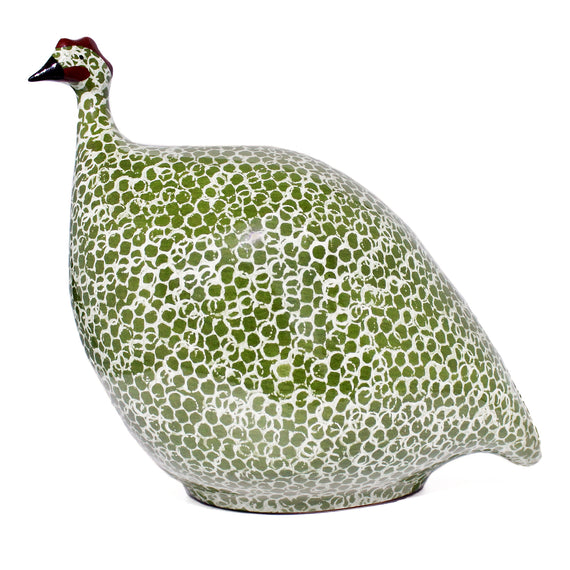 Les Ceramiques de Lussan Pintade (Guinea Fowl) Large - Green