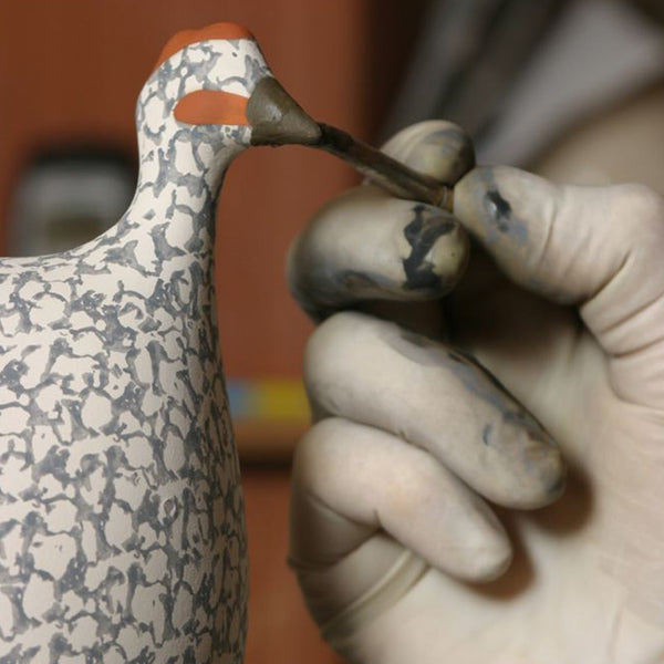 Les Ceramiques de Lussan Pintade (Guinea Fowl) Large - Grey