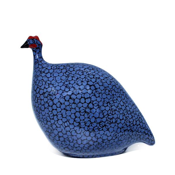 Les Ceramiques de Lussan Pintade (Guinea Fowl) Medium - Black/Blue