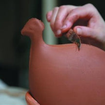 Les Ceramiques de Lussan Pintade (Guinea Fowl) Medium - Cobalt Speckled Sage