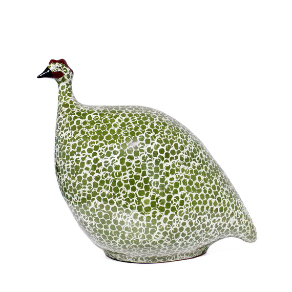 Les Ceramiques de Lussan Pintade (Guinea Fowl) Medium - Green