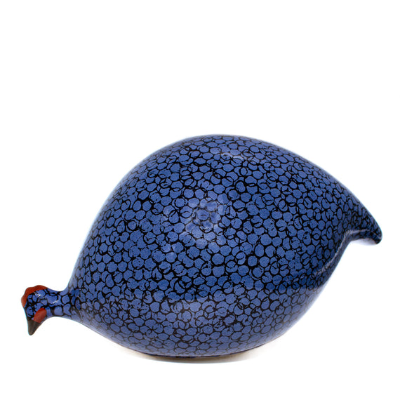 Les Ceramiques de Lussan Pintade (Guinea Fowl) Pecking - Black/Blue
