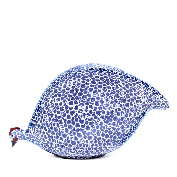 Les Ceramiques de Lussan Pintade (Guinea Fowl) Pecking - Blue