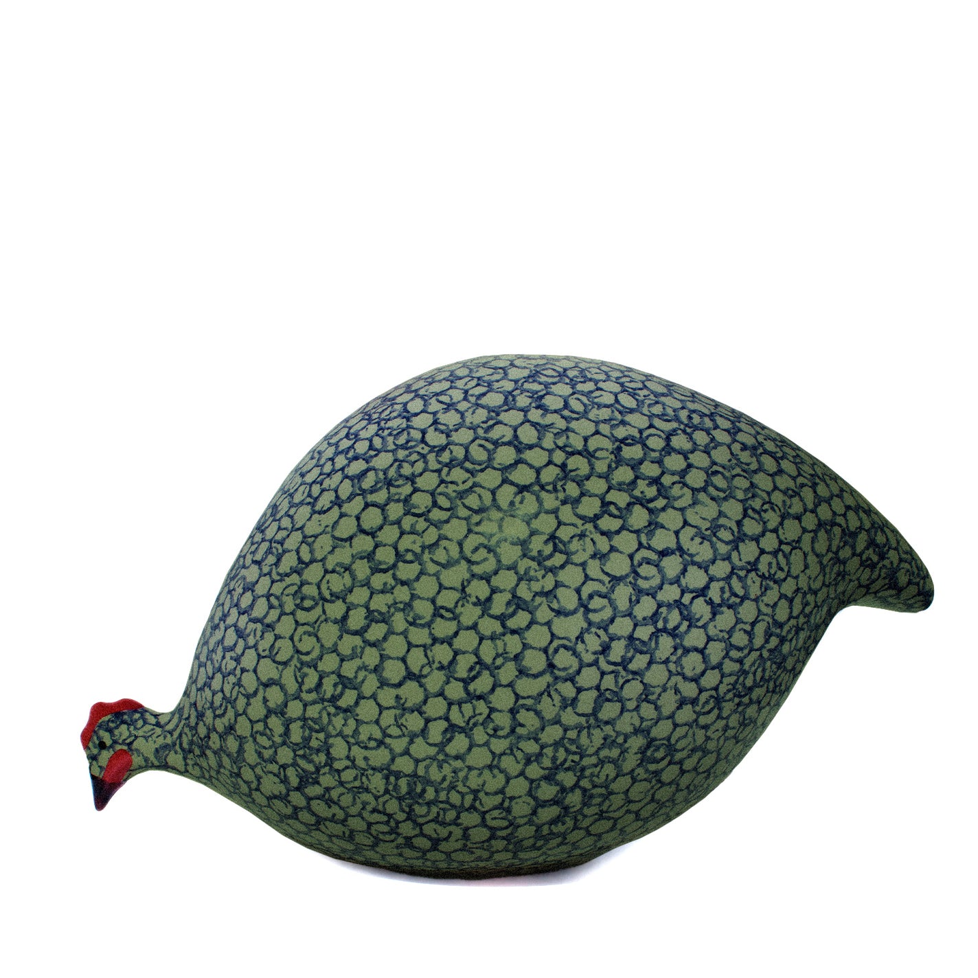 Les Ceramiques de Lussan Pintade (Guinea Fowl) Pecking - Cobalt Speckled Sage