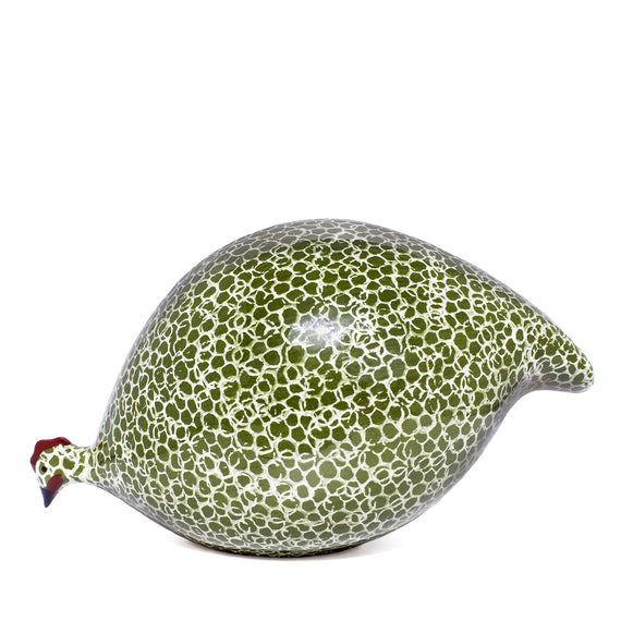 Les Ceramiques de Lussan Pintade (Guinea Fowl) Pecking - Green