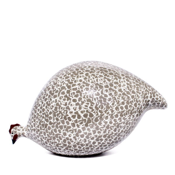 Les Ceramiques de Lussan Pintade (Guinea Fowl) Pecking - Grey