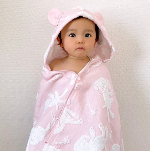 Kontex Macaron Hooded Towel - Pink Puppy
