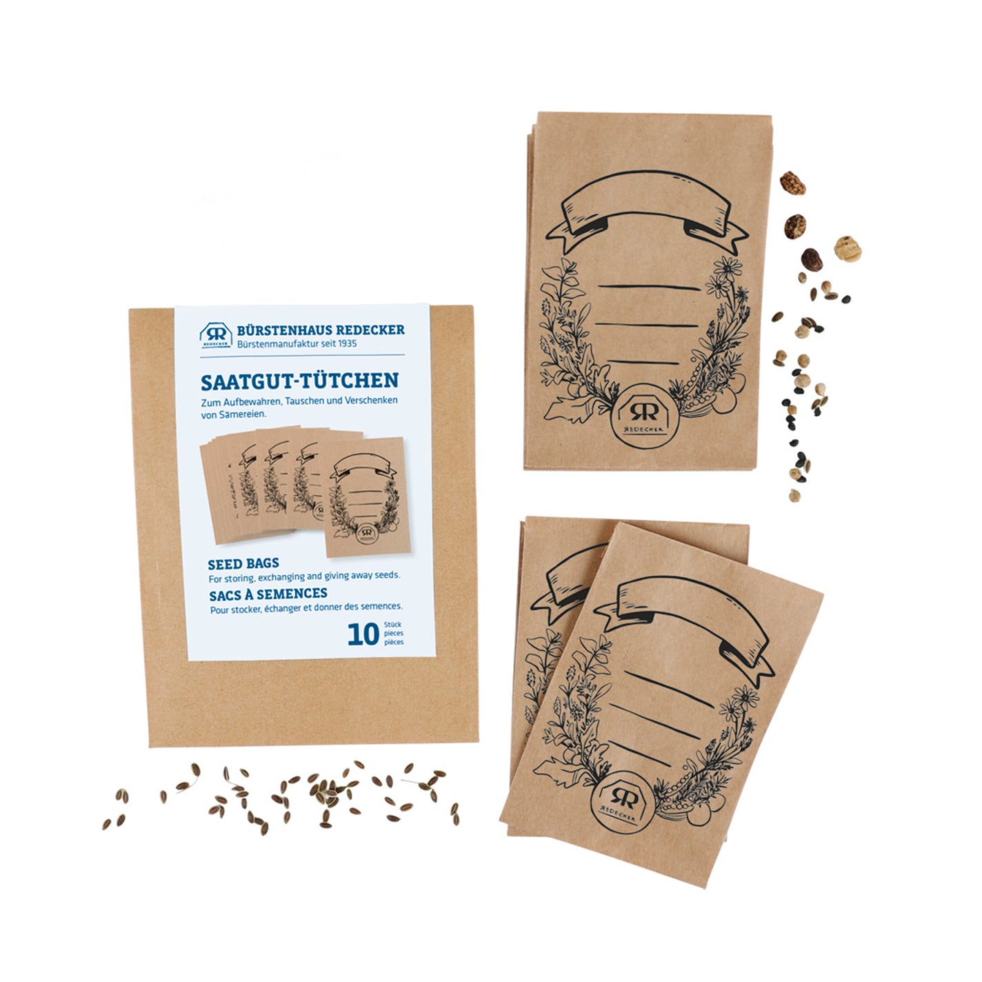 Redecker Printed Seed Bags - Pack of 10
