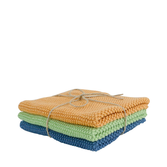 Redecker Woven Dishcloth Trio - Yellow/Green/Blue