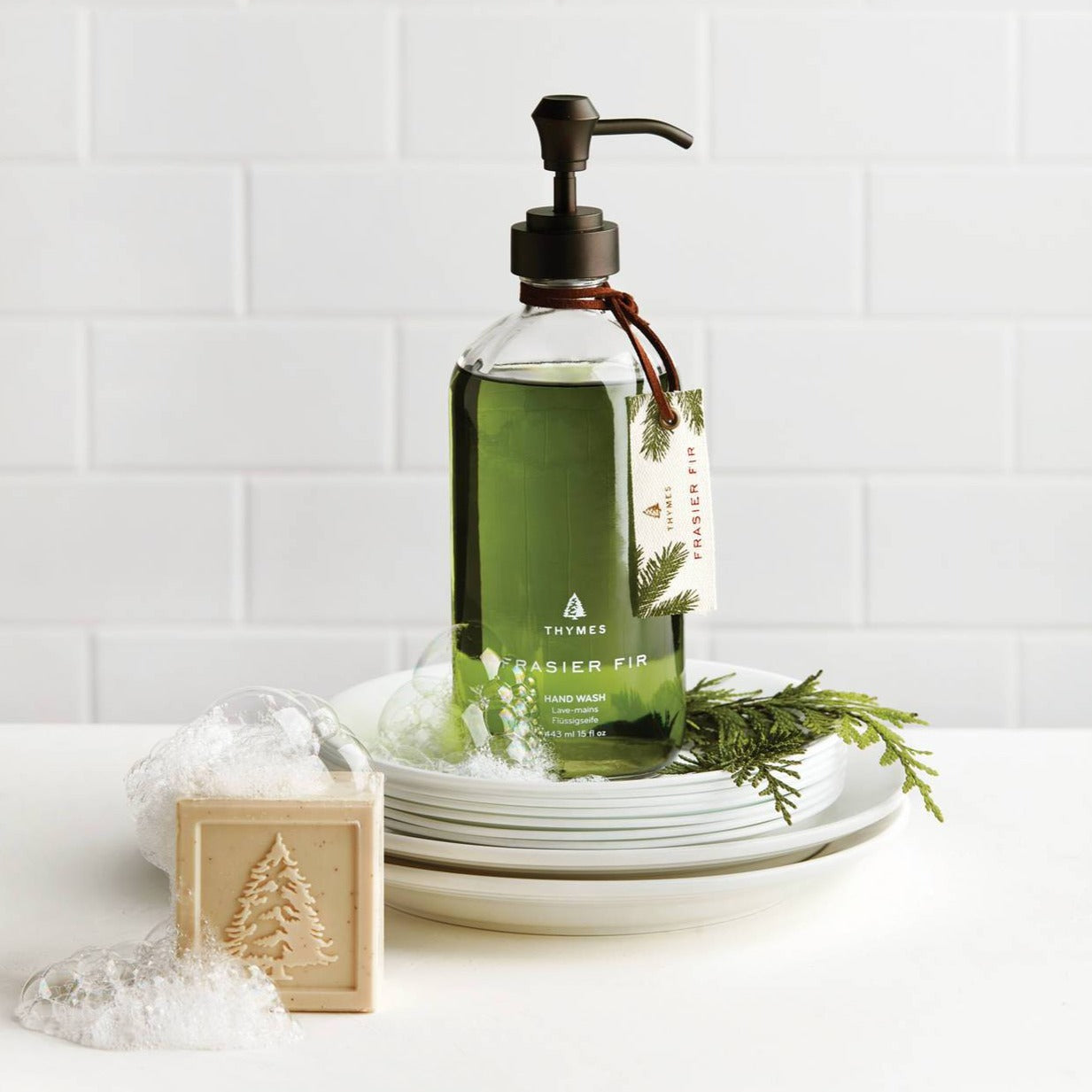 Thymes Frasier Fir Hand Wash in Glass
