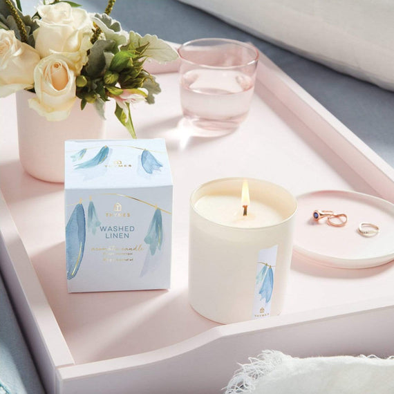 Thymes Washed Linen Boxed Candle