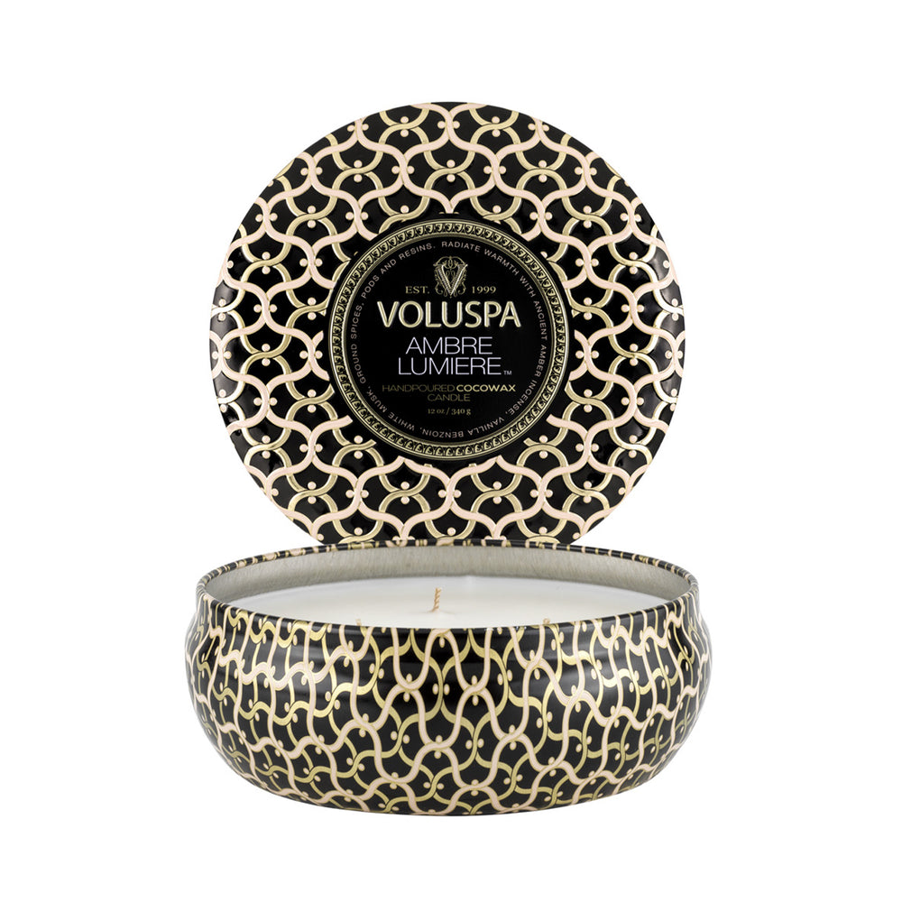 VOLUSPA Ambre Lumiere 3 Wick Tin Candle