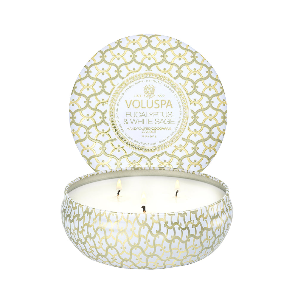 VOLUSPA Eucalyptus & White Sage 3 Wick Candle