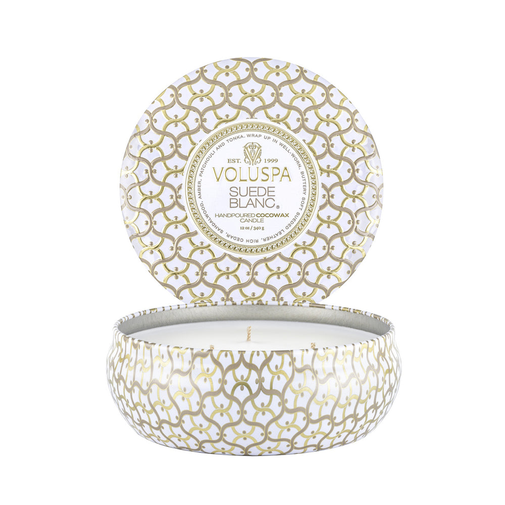VOLUSPA Suede Blanc 3 Wick Tin Candle